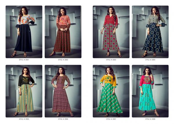Rooi-Fashion Season Rayon Work Printed Fashionable Kurtis